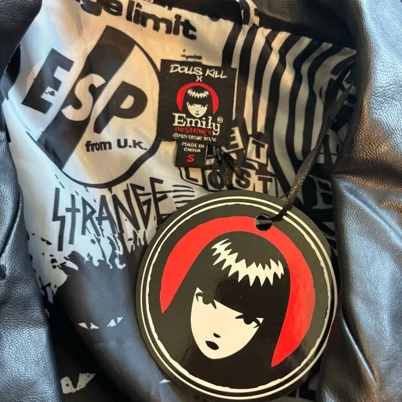Dolls Kill x Emily The Strange Size Small Bad Kitten Club Moto Jacket NWT - Picture 6 of 6